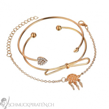 Armreif Set Dreamcatcher 3-teilig goldfarben-Bild 1