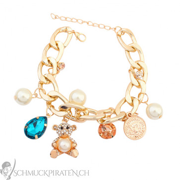 Damen Charm Armband in gold mit Bär Anhänger - Bild 1