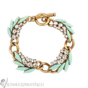 Damen Armband in gold und mintgrün mit Strass - Bild 1