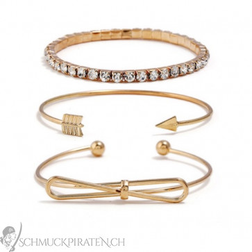 Armband Set in gold 3-teilig Schleife - Bild 1