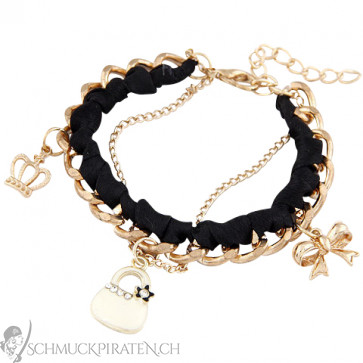 Charm Armband in schwarz und gold