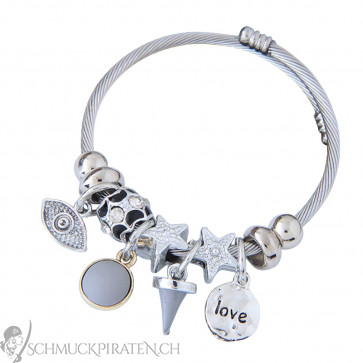 Charm Armband für Damen in silber mit Love Anhänger