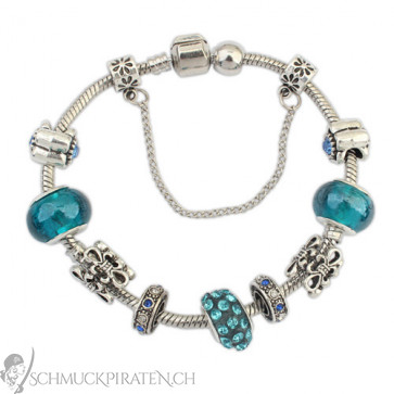 Charm Armband in silber mit blauen Charms-Bild 1