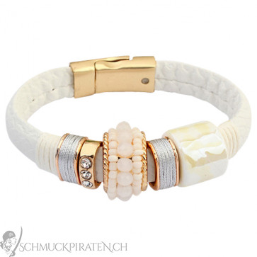 Damen Armband in weiss mit goldenen Elementen-Bild 1