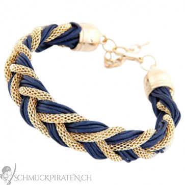 Damen Armband in blau und gold im Flechtlook