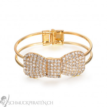 Damen Armreif in gold mit Diamantschleife-Bild 1