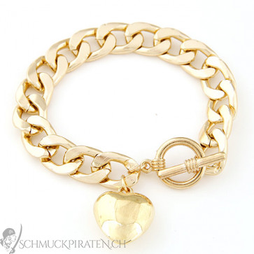 Damen Armband in gold mit Herzanhänger-Bild 1