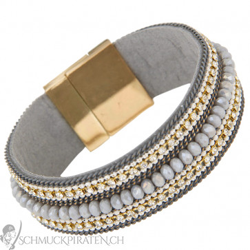 Damen Armband in gold und grau mit Steinen-Bild 1