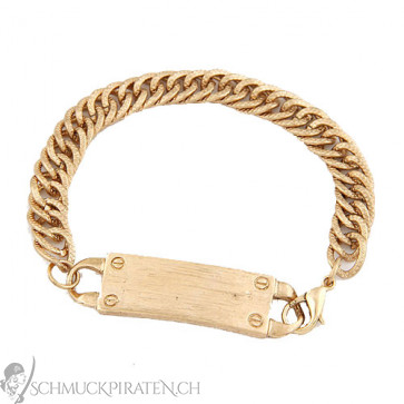 Damen Armband in gold mit Gravurplatte-Bild 1