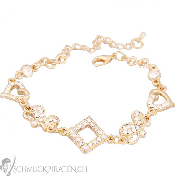 Armband in gold mit Schmetterlingen und Herzen-Bild 1