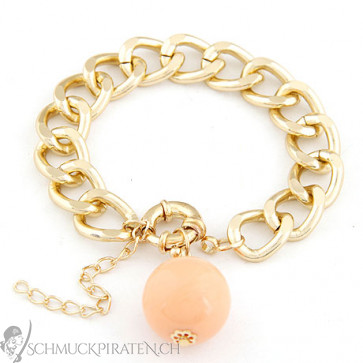 Damen Armband in gold mit rosa Kugelanhänger-Bild 1