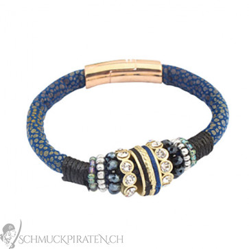 Damen Armband in blau mit goldenen Elementen-Bild 1