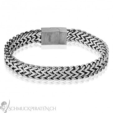 Herren Edelstahl Armband breit in silber