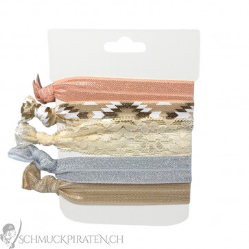 Elastisches Armbandset / Haaraccessoire "Simple Beige"- Bild 1