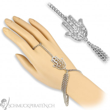 Armband für Damen silberfarben mit Hand der Fatima