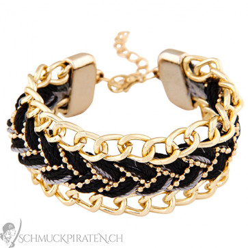 Damen Armband in gold und schwarz-Textil-Bild 1