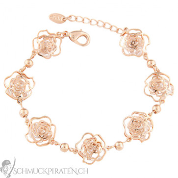 Damen Armband in rosegold mit Blumen - Modeschmuck- Bild 1
