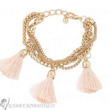 Tassel Armband in gold mit rosa Quasten-Bild 1