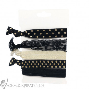 Elastisches Armbandset in schwarz mit Stern Print gold -Bild1