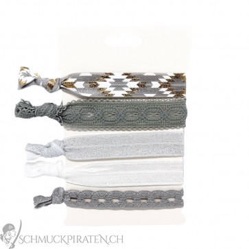 Elastisches Armbandset in einfachem Grau mit tollen Mustern & Spitzenlooks