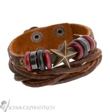 Herren Lederarmband in braun mit Stern-Bild 1