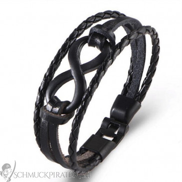 Herren Lederarmband mit Infinity Zeichen schwarz -Bild1