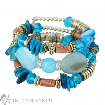 Damen Armband Steine in blau und braun-Bild 1