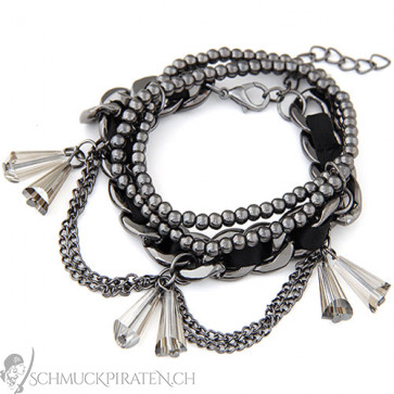 Damen Armband mehrreihig in schwarz metallic 