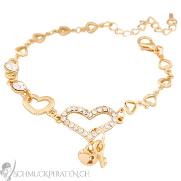 Damen Armband mit Herzen in gold - Bild 1