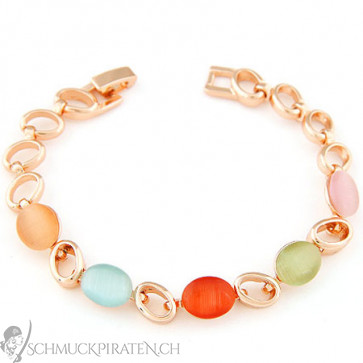 Damen Armband in rosegold mit bunten Steinen-Bild 1