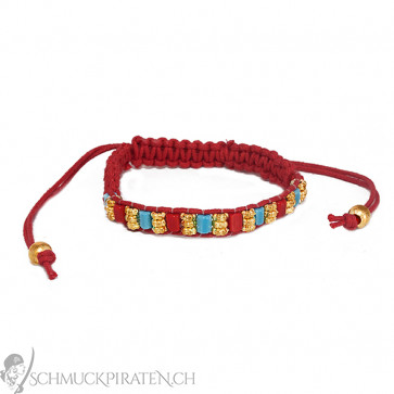 Rotes Stoffarmband in rot und gold im Festival Look