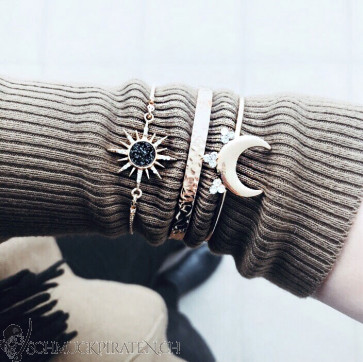 Armband Set goldfarben mit Sonne und Halbmond Details - Bild1