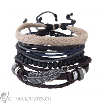 Herren Lederarmband Set 4teilig in braun und schwarz - Bild1