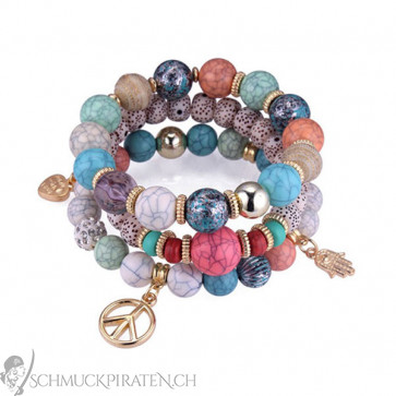 Armband Set Peace bunt mit Anhängern