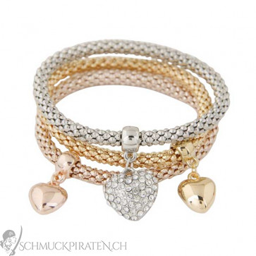 Armband Set Herzen in gold, silber und roségold-Bild 1