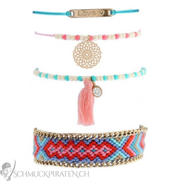 Armband Set Boho mit Tassel und Anhänger - Bild 1