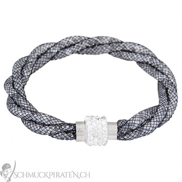 Damen Armband in schwarz und silber mit Strass-Bild 1