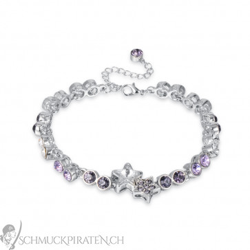 Damen Armband in silber mit Sternen und Strass-Bild 1