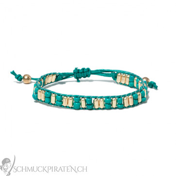 Ethno Armband für Damen in dunkelgrün und altgold