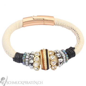 Damen Armband in weiss mit goldenen Elementen-Bild 1