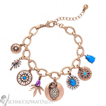 Charm Armband "Bangkok" rosegoldfarben mit vielen Anhängern-Bild 1