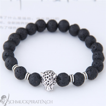 Armband "Black Marble" mit Leoparden Detail