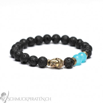 Armband "Marble Dream" mit Buddha schwarz, gold, blau-Bild 1