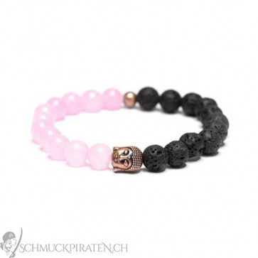 Damen Armband "Marble Dream" mit Buddha schwarz, rosegold, pink-Bild 1
