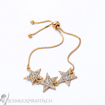Armband "Starshine" goldfarben mit kristallbesetzen Sternen-Bild 1