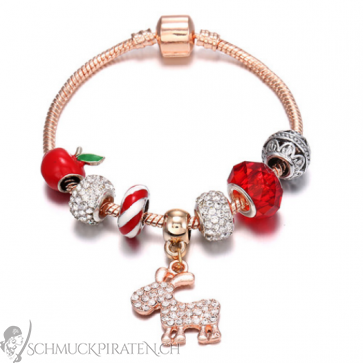 Charm Armband "Christmas Rudolph" rosegoldfarben