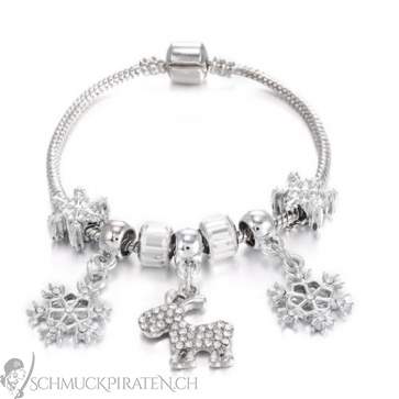 Charm Armband "Silver Snowflake" silberfarben