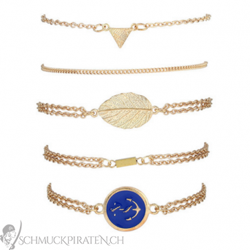 Armband Set goldfarben mit fünf verschiedenen Symbolen -Bild1
