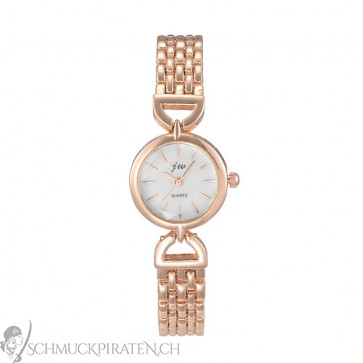Damen Armbanduhr schmal in roségold und weiss-Bild 1