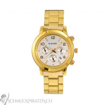 Damen Armbanduhr in gold mit weissem Ziffernblatt-Bild 1